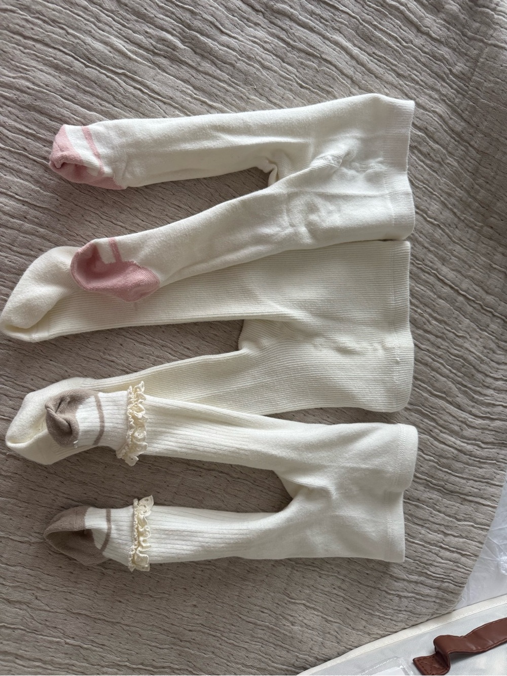 SHEIN Cream Tights with Pink and Tan Accents